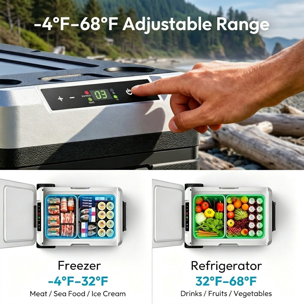 Veyra™ 53QT Dual-Zone Fridge + FREE 100W Solar Panel