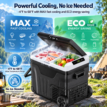 53QT 12V Portable Car Refrigerator – Dual Zone Fridge & Freezer