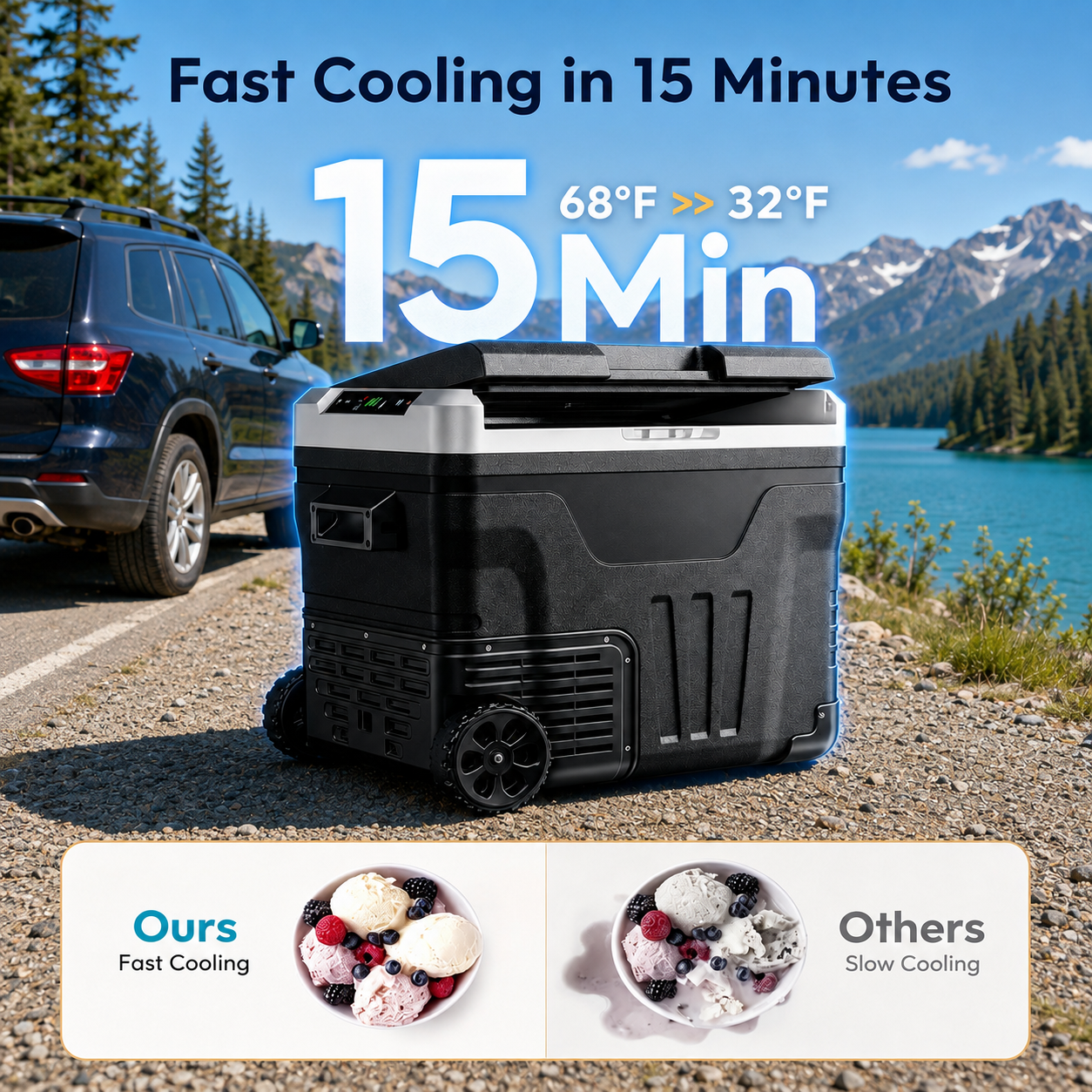 Veyra™ 53QT Dual-Zone Fridge + FREE 100W Solar Panel